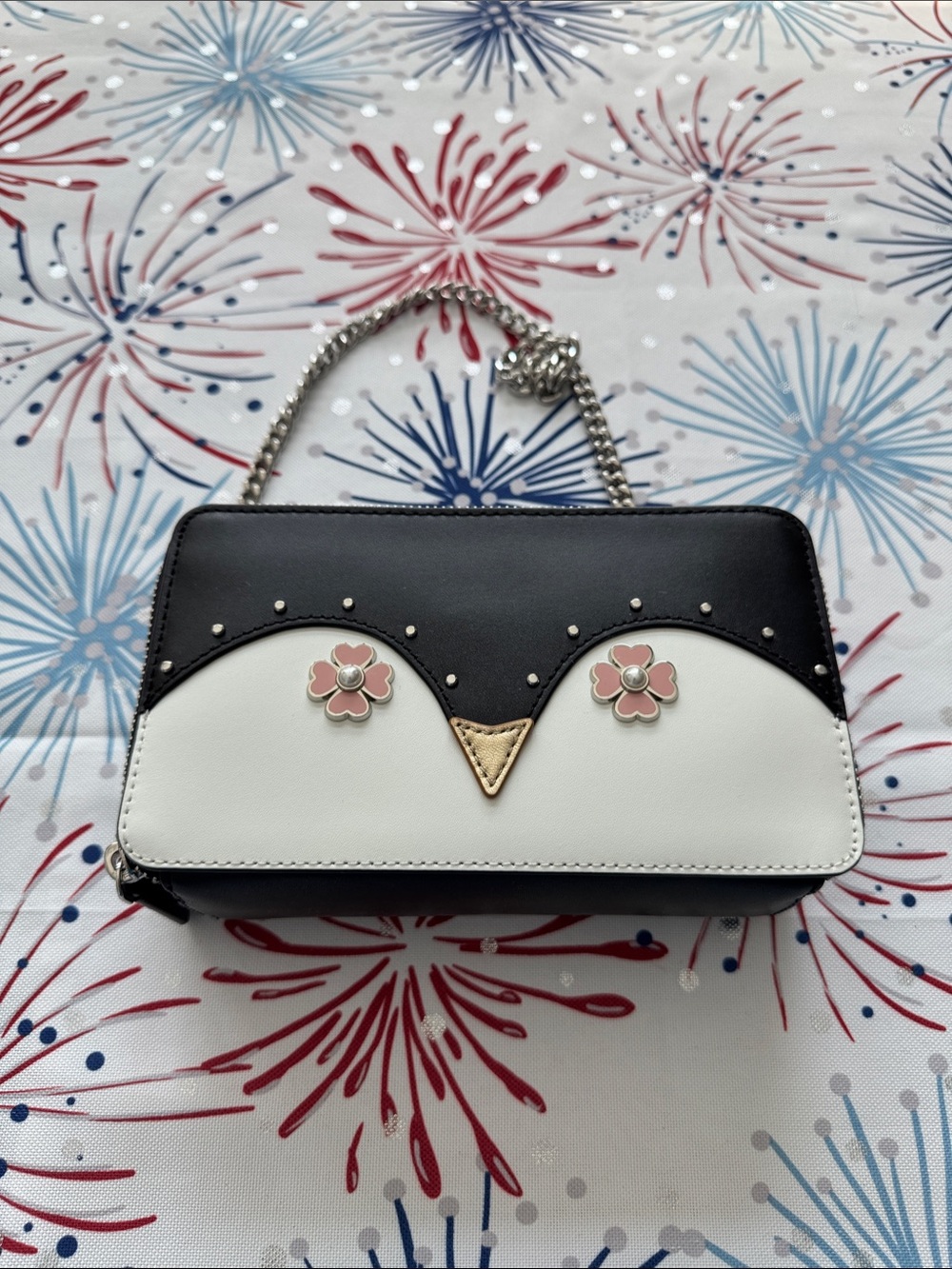 Kate Spade ♠️ Black, White & Pink Penguin Crossbody Bag